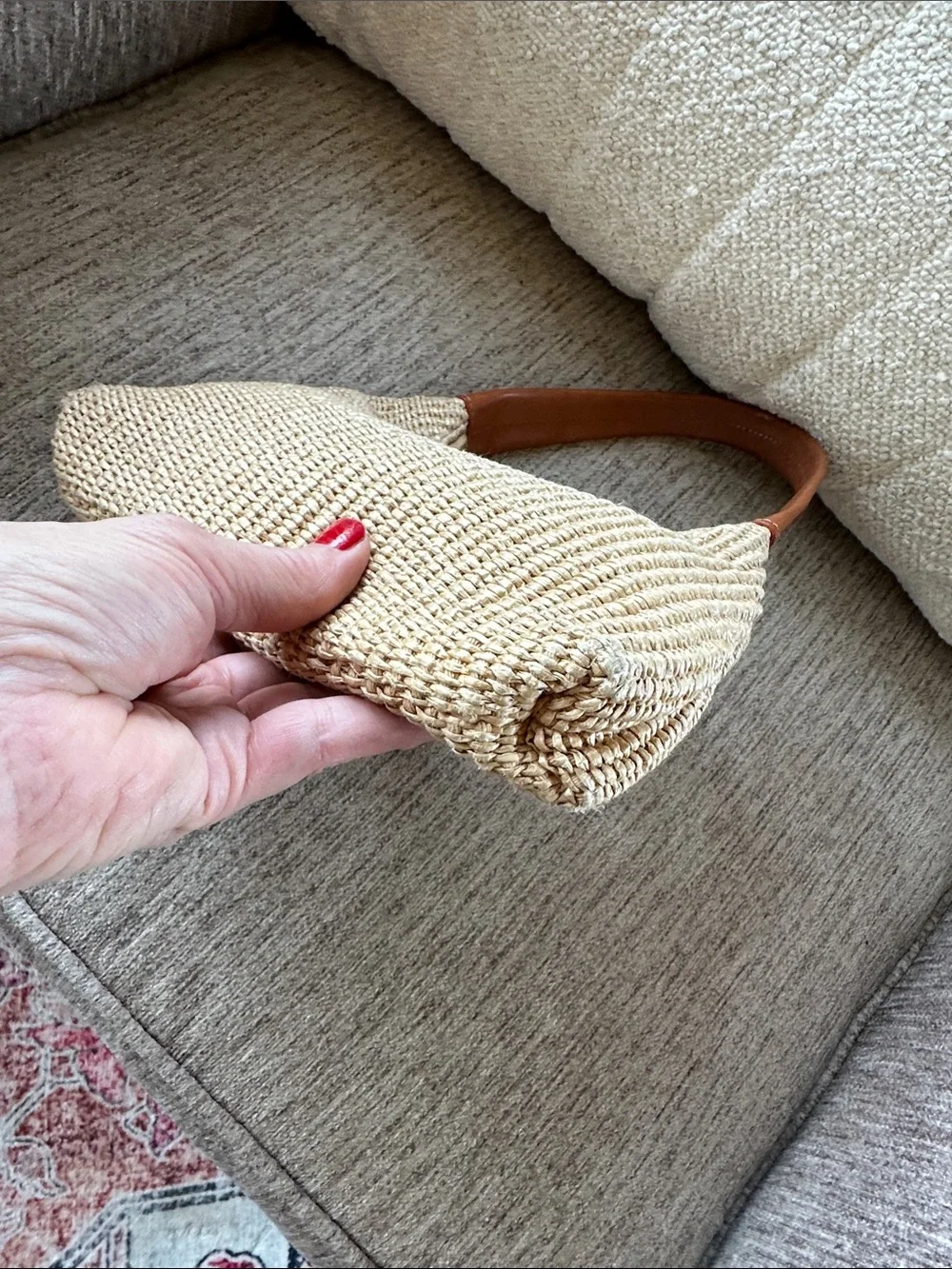 Mansur Gavriel Mini Cindy bag Woven Straw Shoulder Bag in Natural Tan Handles